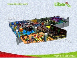 Indoor Playground Structure With Trampoline 